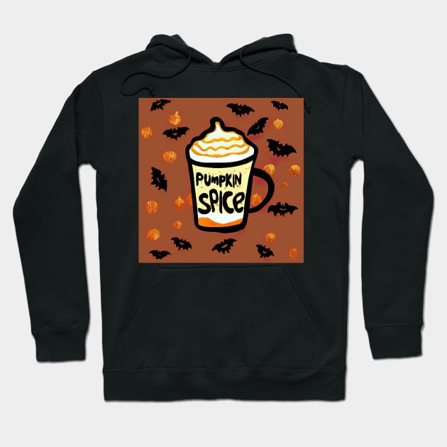 Pumpkin Spice Latte with bat and pumpkin pattern for fall and halloween celebrations Hoodie by SubtleSplit